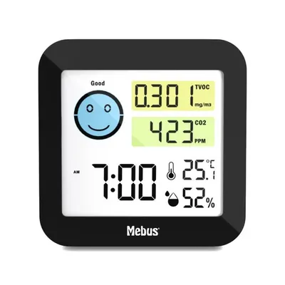 Produktbild von Mebus CO2 Messgerät mit Luftqualitätsmessung Melder Messgerät Luftqualitätsprüfer, Kohlenstoffdioxid Sensor Messung PPM Raumluft Alarm