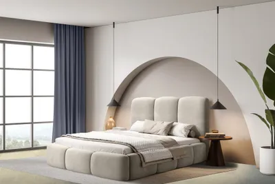 Produktbild von Polsterbett Doppelbett GRACIA 180x200cm in Stoff Macau Pearl