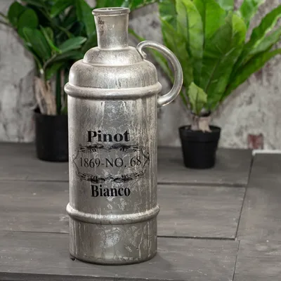 Produktbild von Flasche im Shabby Chic, Groß, Vase, Silber-Grau,  Deko-Flasche, Dekoration