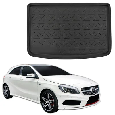 Image de Tapis De Coffre Sur Mesure Pour Mercedes A Class W176 2013-2018, Noir, Antidérapant, Bord Haut, Toutes Saisons