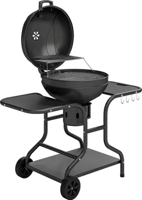 Produktbild von Holzkohlegrill BBQ Smoker mit Seitentischen Deckel Thermometer Räder 129 x 63,5 x 106,5 cm