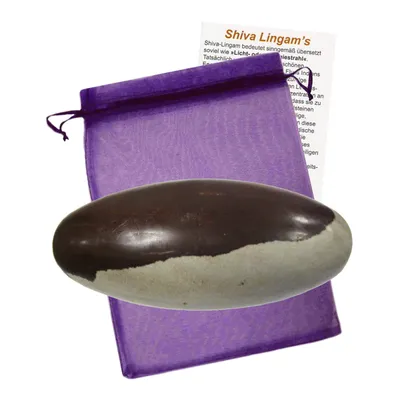 Produktbild von Shiva Lingam ca. 8-10 cm Himalaya Narmada Fluss. Gesundheit + Harmonie für Körper, Geist & Seele mit Stofftäschchen.