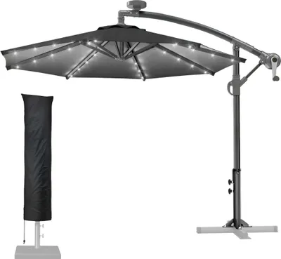 Produktbild von SUN LUCA | Sonnenschirm | Rund | Ø 300 cm | Schwarz | LED | +Hülle | Sonnenschirm, Gartenschirm, Ampelschirm, Balkonschirm