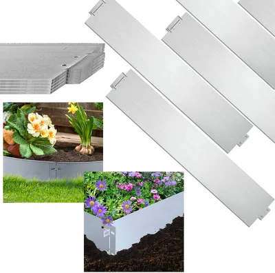 Zdjęcie produktu dla Jiubiaz Obrzeże trawnikowe Obrzeże ścieżki Obrzeże metalowe Obrzeże łóżka Ocynkowana palisada 100x18cm 45m