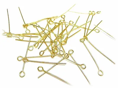 Produktbild von Vintageparts Ösenstifte goldfarben 28 mm, 100 Stück