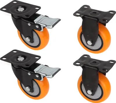 Image de Roues en PVC avec roulements à billes doubles, silencieuses, 4 pouces, roues robustes pour chariots de service dans les restaurants