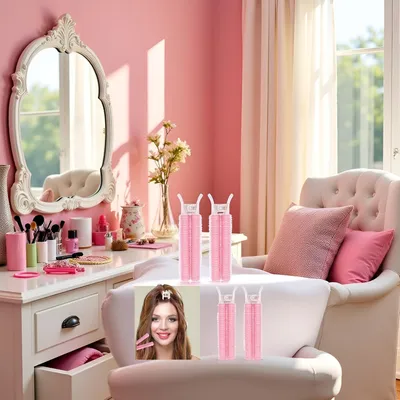 Produktbild von 4 rosa Lockenwickler mit Clip für Haarvolumen, Volumenclips am Haaransatz, Pony-Lockenwickler und Styling-Zubehör