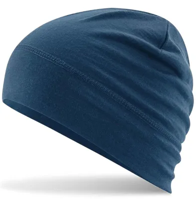 Produktbild von Hatstar Merino Beanie Mütze | Wollmütze aus 100% Merino Wolle | Uni für Damen und Herren | Atmungsaktiv, leicht und dünn (Navy)
