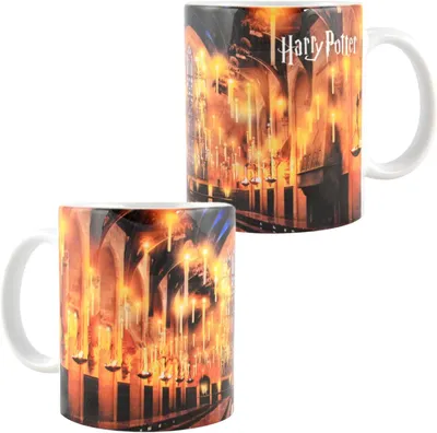 Produktbild von Harry Potter Tasse - Hogwarts große Halle Kaffeetasse Becher Kaffeebecher aus Keramik Schwarz Orange 320 ml