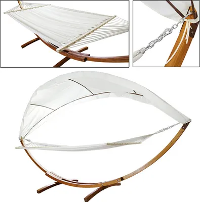 Produktbild von TolleTour Hängematte mit Gestell Hängematten Hängesitz Hängemattenset Relax Stabhängematte Lärchenholz outdoor 415cm