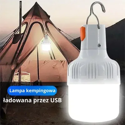 Zdjęcie produktu dla zewnętrzna lampa awaryjna 60 W z 3 poziomami jasności - Zestaw 2 sztuk - lampa LED ładowana przez USB z zawieszką