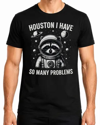 Immagine prodotto di Houston Ho davvero tanti problemi Maglietta da uomo Raccoon Astronaut, nero, M