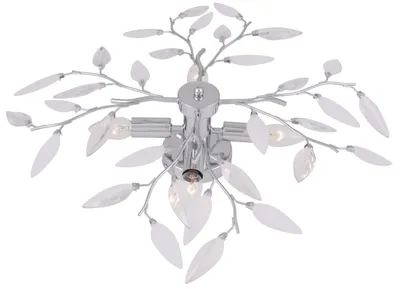 Produktbild von Globo Lighting Deckenleuchte Metall verchromt, Acrylkristalle klar, satiniert, ø: 620mm, H: 150mm, exkl. 4x E14 40W 230V