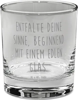 Produktbild von Mr. & Mrs. Panda Glas Spruch Genuss Ginglas - Transparent - Geschenk, Gin, Tumbler, Küchendekor, stilvoll, personalisierte Geschenke, hochwertige Verarbeitung, Botanicals