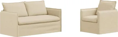 Produktbild von vidaXL Sofa Set 2 stk. Creme Stoff