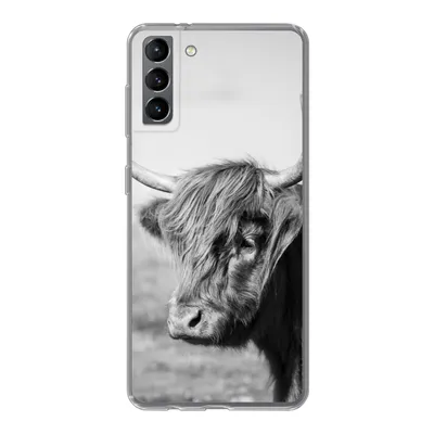 Produktbild von MuchoWow® Handyhülle Schutzhülle Hülle für Samsung Galaxy S21 Plus Schottischer Highlander - Tiere - Schwarz - Weiß Silikon Softcase Handy Hülle - Handy-Tasche