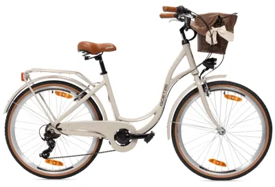 Produktbild von Goetze Mood 26 Zoll City Bike, 17 Zoll ALU Tiefeinsteiger, 6-Gang Shimano Tourney, V-Bremse, LED-Beleuchtung, Gepäckträger, Korb mit Bezug
