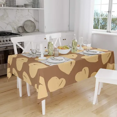 Tischdecke aus Polyester, Antischimmel, 140x160 cm, Braun