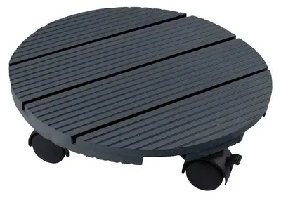 Obrázok produktu pre Vozík na rastliny, Ø 30 cm, antracitový kompozit WPC, 4 kolieska, nosnosť 50 kg