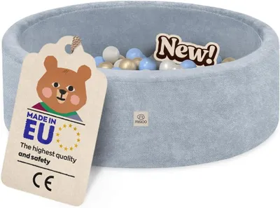 Obrázek produktu pro MISIOO Dětský míčkový bazén 90 x 30 cm s 200 míčky o průměru 6 cm – kulatý míčkový bazén pro děti, měkká pěna, snímatelný a pratelný potah, bazén na hraní do interiéru