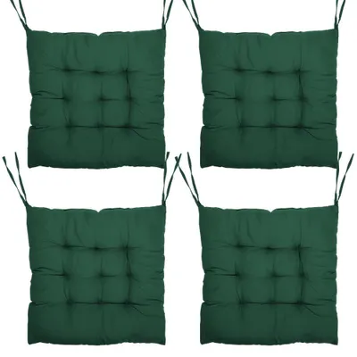 Zdjęcie produktu dla Omgoods - Zestaw 4 zielonych poduszek na krzesła, 40 x 40 cm, z paskami, do użytku wewnątrz i na zewnątrz