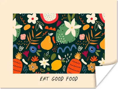 Produktbild von MuchoWow® Poster Zitate - Essen - Essen Sie gut - Sprichwörter 120x90 cm - Wandbild