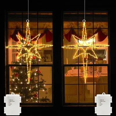 Productafbeelding van Echosari Bethlehemster LED Raamverlichting op Batterijen 120 LED Kerstdecoratie met Timer Metaal