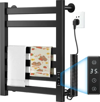 Immagine prodotto di Asciugamani elettrico - Scaldasalviette e portasciugamani - Controllo intelligente - Comandi touch - Per il bagno - Nero
