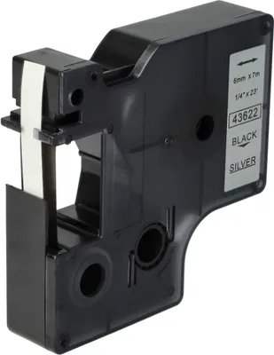 Produktbild von vhbw Schriftband-Kassette kompatibel mit Dymo LabelManager PC II Etiketten-Drucker 7m x 6mm Schwarz auf Silber