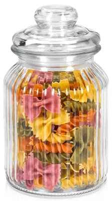 Image de Excellent Houseware | Bocal en verre 1 L - Récipient en verre strié - avec couvercle et joint