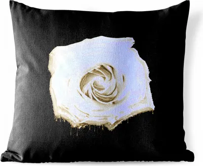 Produktbild von MuchoWow® Outdoor Kissen - Rose - Blumen - Weiß - Schwarz - 40x40 cm - Wetterfest - Lounge Kissen - Kopfkissen - Interieur - Polster mit Bild