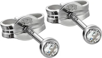 Produktbild von Paar Ohrstecker Silber 925er Rhodiniert 2,5mm Zirkonia Damen Herren Kinder 1994