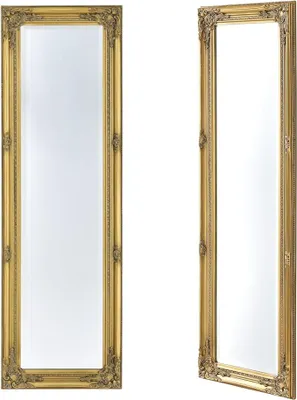 Productafbeelding van Spiegel voor aan de muur, Livorno, 132x42x3,5 cm, gemaakt van eucalyptus hout, goudkleurig