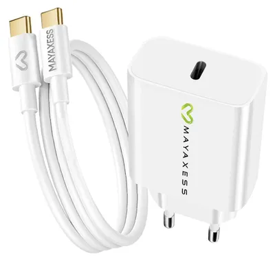 Immagine prodotto di Mayaxess, alimentatore da 20 W per Galaxy A34 + cavo USB-C da 1 m, bianco