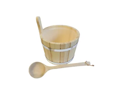 Produktbild von SET Sauna Aufgusskübel 5 L Nadelholz mit Aufgusskelle 40 cm Komu-Holz
