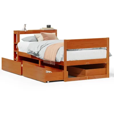 Obrázok produktu pre vidaXL Posteľ z masívu bez matraca vosk hnedá 75x190 cm borovicové drevo
