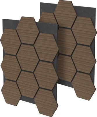 Produktbild von ML-Design 2er Set Akustikpaneele 66x81x2cm für 1m² - Braun, MDF Akustikplatten in Hexagon-Holzoptik, Wandpaneele zur Schalldämmung, Wandverkleidung