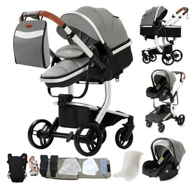 Immagine prodotto di Passeggino trio 3 in 1 con navicella e seggiolino auto grigio