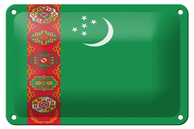 Produktbild von Blechschild Flagge Turkmenistans 18x12cm Flag Turkmenistan Dekoration