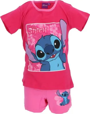 Zdjęcie produktu dla Lilo & Stitch Shortama - Piżama dziecięca i piżama letnia ze 100% bawełny Różowy 6 lat