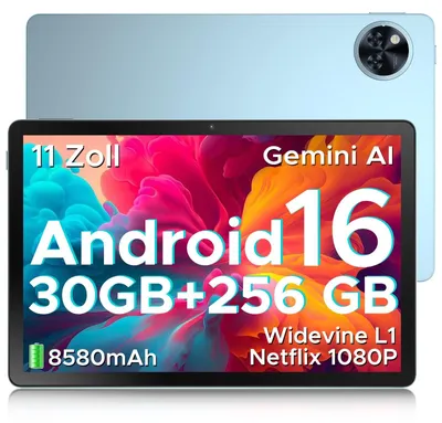 Obrázek produktu pro U11 Pro, tablet pro Android 16, 11 palců, 30 GB RAM + 256 GB ROM, podpora karty TF až do kapacity 2 TB, baterie 8580 mAh, displej s obnovovací frekvencí 90 Hz, procesor Unisoc T7200 Octa Core, tablet PC, fotoaparát 13 MP + 5 MP, 5G, Wi-Fi, podpora Widevine L1, GPS, rozpoznávání obličeje