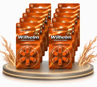 Produktbild von 60 x WILHELM Hörgerätebatterien Typ 13 orange Hörgerätbatterie PR48 ZL2  1,4/1,45 V