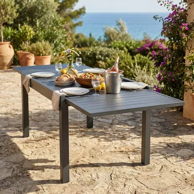 Immagine prodotto di Milani Home - tavolo da giardino allungabile, alluminio, 10 posti, antracite, piano 135/270 x 90 cm