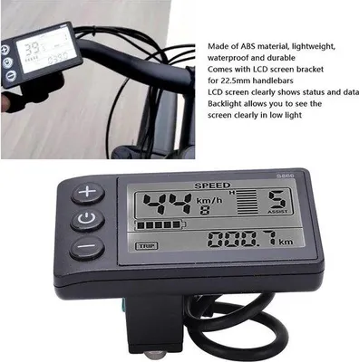 Obrázok produktu pre Elektrický riadiaci panel pre bicykel S866 s LCD displejom S900 – multifunkčný informačný displej 24 V, 36 V, 48 V – vodotesná zástrčka