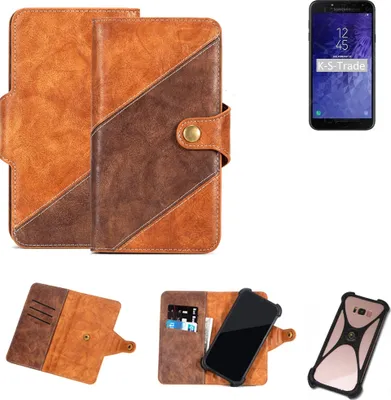 Produktbild von K-S-Trade Handy-Hülle Schutz-Hülle Bookstyle Case Wallet-Case kompatibel mit Samsung Galaxy J4 (2018) Handy Cover Bumper Kantenschutz Smartphone