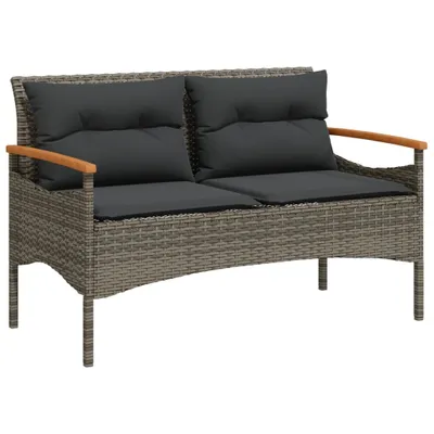 Obrázek produktu pro Zahradní lavice s poduškami 116 x 62,5 x 74 cm šedá polyratan