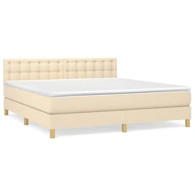 Produktbild von vidaXL Boxspringbett mit Matratze Creme 180x200 cm Stoff