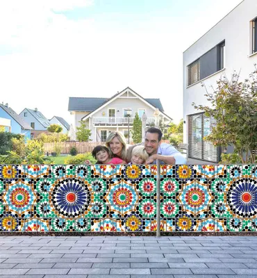 Produktbild von Sichtschutzstreifen Retro Konfetti Muster bunt Sichtschutz Garten Zaun - Teil1 - 250x100cm