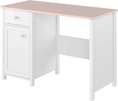 Produktbild von MINIO go for it, biurko "LUNA 1", 110 cm, drzwiczki, 2 szuflady, kolor biały/różowy