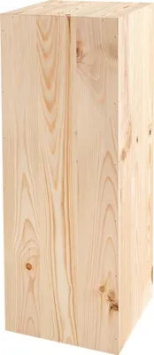 A tall, rectangular wooden stand is shown against a white background.